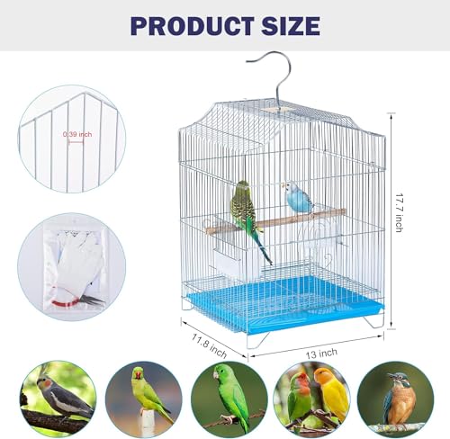 Small Bird Travel Cage - Lightweight Starter Kit for Parakeets, Lovebirds, Parrotlets Finches Canaries Removable Tray & Accessories Included by capuca - Image 3