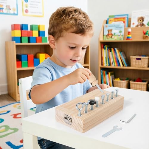 Juego de destornilladores STEM con tablero de madera resistente para coordinación infantil 4