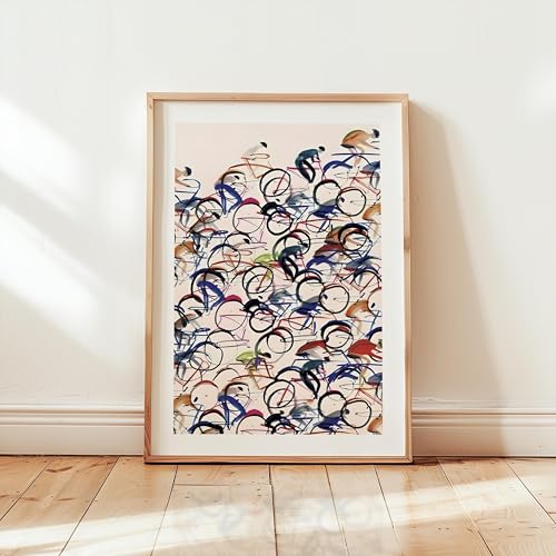 Affiche murale vélo pour salon moderne tableau aquarelle coloré 70x110 cm