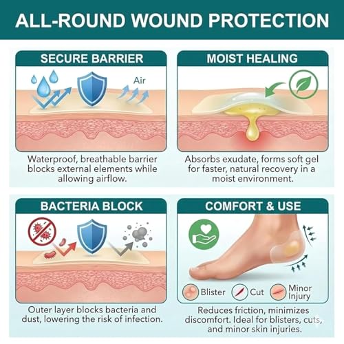 Image of Medical Grade Hydrocolloid Dressing Roll,Promoting natural healing, Cut-to-Fit, Water-Resistant, Breathable, Absorbs Fluid (5cm x 4.9 Feet)