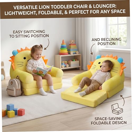 Canapé pour enfants avec doublure de soutien douce et assise pliable jaune