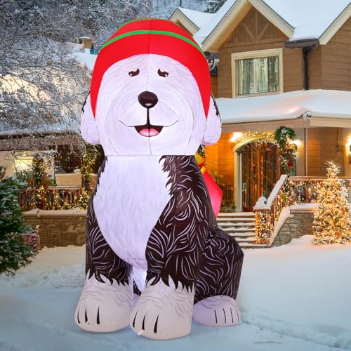 Aufblasbarer Weihnachtshund mit Geschenken – 152 cm