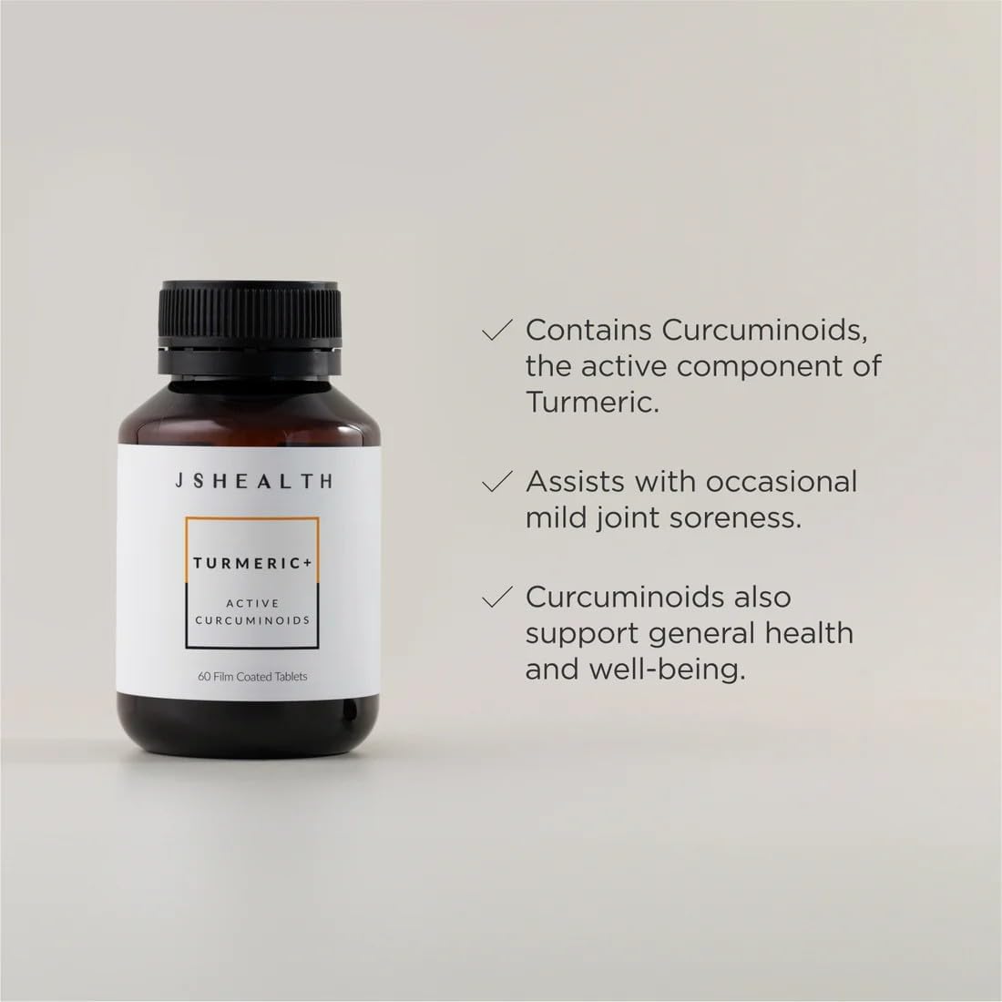 JSHealth Turmeric Curcumin Supplement with C3 Complex. 500mg Curcuminoids for Joint Support and Wellness. No Black Pepper Needed. By Nutritionist Jessica Sepel (60 Tablets)