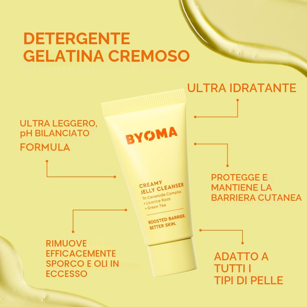 BYOMA So Hydrated Set – Barrier Repair Skincare Set (30 ml, 15 ml, 15 ml) cremoso gelatina detergente, siero idratante viso e crema idratante viso in ceramide per pelle secca, anti rughe, senza alcool