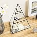 MyGift Glass Pyramid Small Jewelry Organizer Box with Black Metal Frame, 3 Tier Crystal Display Case