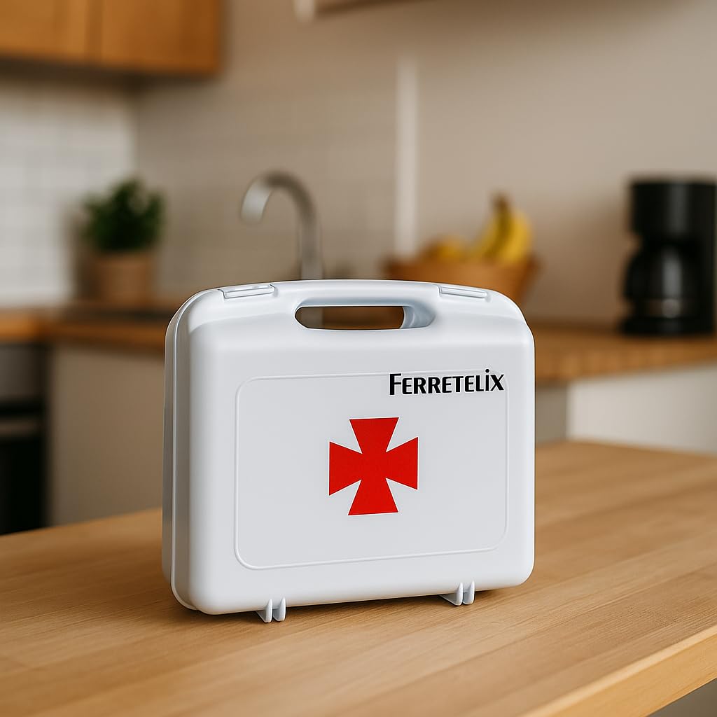 FERRETELIX® Botiquín Maletín Homologado con Dotación – 26 x 23 x 7 cm – Kit de Primeros Auxilios Portátil – Uso Profesional y Doméstico