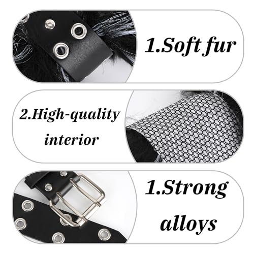 U Scinan Edgy Faux Fur & Studded Belt for Women – Gothic-Inspired Waist Chain Perfect for Costumes & Special Occasions 6