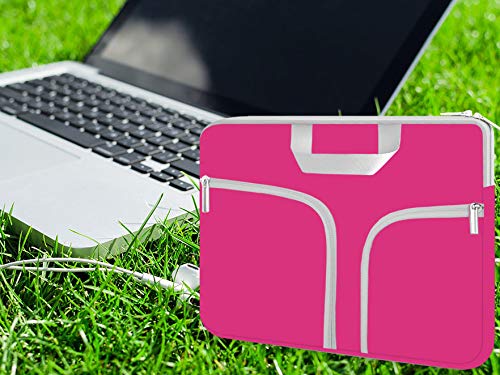 HESTECH Chromebook Case, 11.6-12.5 inch Neoprene Laptop Sleeve Travel Bag with Handle Compatible for Acer Chromebook r11/HP Stream/MacBook air 11/, Hot Pink