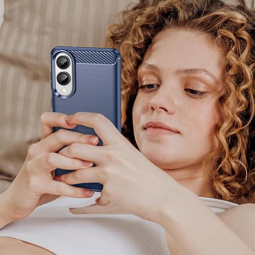 Image of Soft Carbon Fiber TPU Slim Military Grade Drop Protection Case Cover Compatible with Samsung Galaxy S25 Edge 5G (2025) (Carbon Blue)