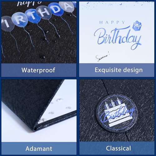 Image of Crenics Blue and Black Birthday Decorations for Women Men, Creative Birthday Guest Signature Book Alternative 18 inch x 12 inch, Awesome Birthday Gifts for Girls or Boys