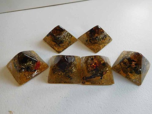 2 Amber Prosperity Small Pyramids Crystal Orgone Generator Energy Accumulator Steel! 528Hz/7.83Hz/Advance Harmonics Many Beautiful Ingredients And Colors!! (Amber Prosperity 24Kflks/Pwdr) #TOP4