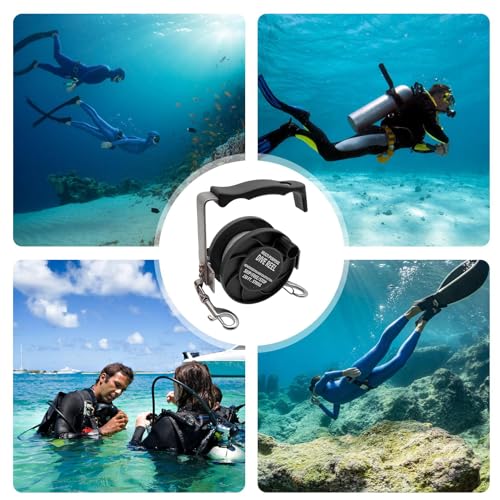 Carrete de buceo que evita enredos bajo el agua con cabo de nailon de 290 pies para esnórquel 5
