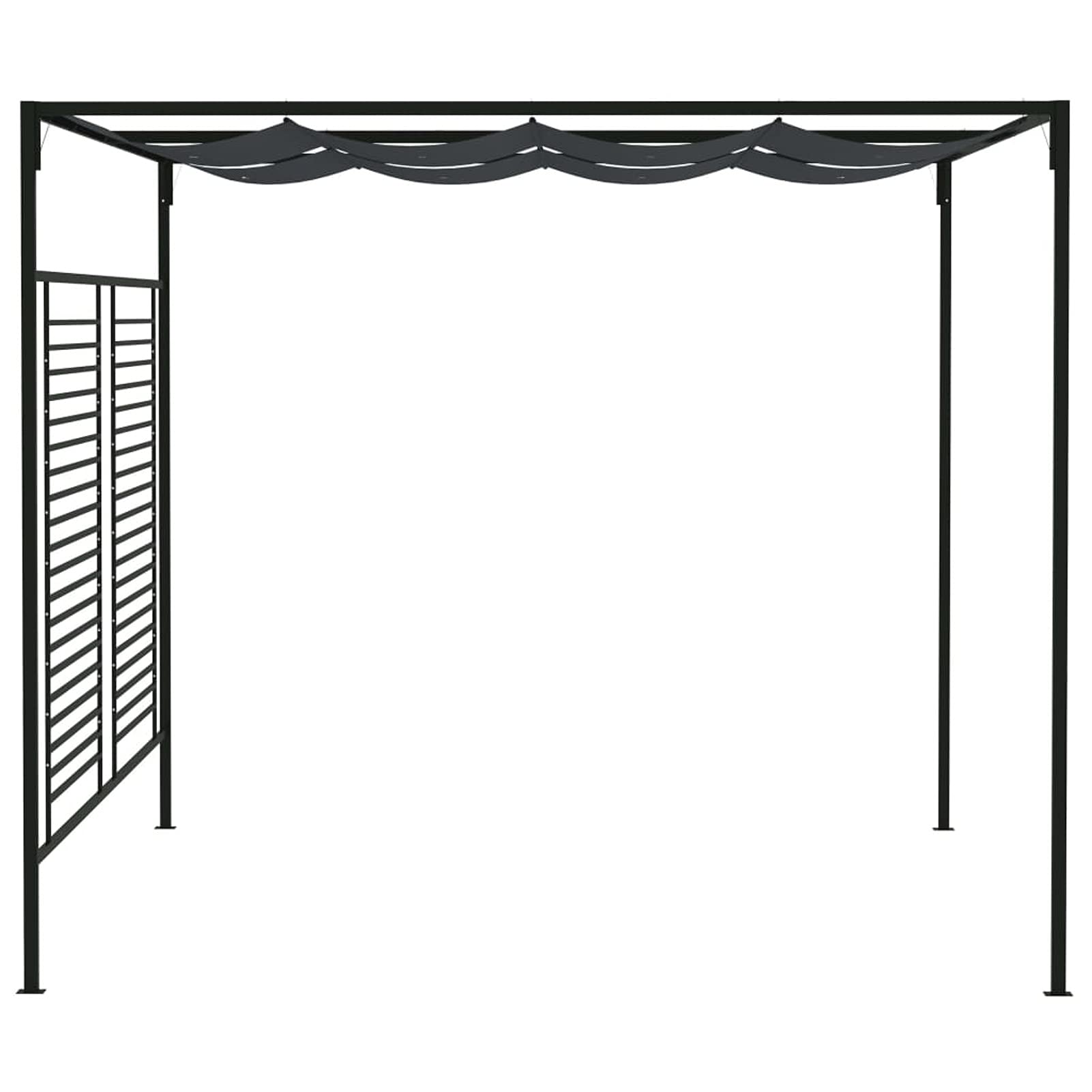 Festnight Pérgola de Jardín 400x300x233 cm, Cenador con Techo Retráctil, Pérgola con Toldo para Patio Terraza, Cenador de Metal y Tela Resistente al Agua y a UV, Gris Antracita