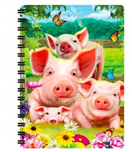 3D LiveLife Jotter - Pig Pen from Deluxebase. Lenticular 3D Cute A6 Spiral Notebook with plain recycled paper pages. Artwork licensed from renowned artist Michael Searle