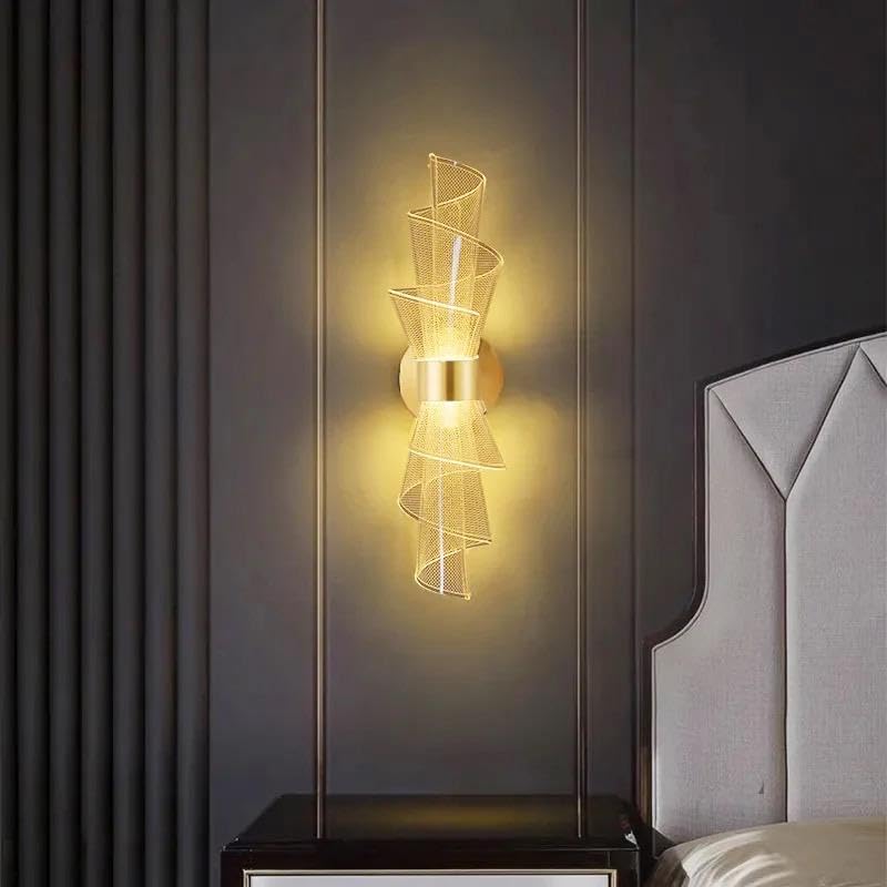 Image of blissbells Modern Designer LED Wall Light for Home Decor | Decorative Spiral Metal Wall Lamp with Warm White Light | Luxury Indoor Wall Sconce for Living Room, Bedroom & Hallway