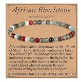 LPBeads Handmade Natural Gemstone Stretch Elastic 4mm African Bloodstone Bracelet Healing Crystal Round Stone Beads Jewelry Gifts for Women Men