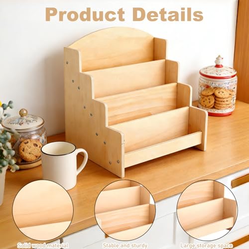 4 Stöckiger Postkartenständer aus Holz, Grußkartenständer für Postkarten, Kartenaufsteller Postkartenhalter, Display Ständer Verkaufsständer, Aufbewahrung für Einzelhandel Zuhause Bastelarbeiten