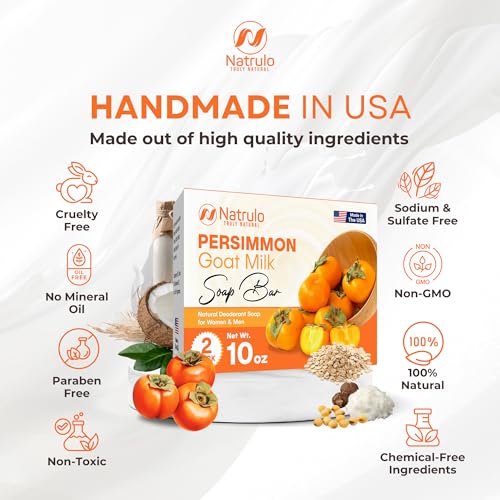 image for Natrulo Persimmon Soap Bar for Body Odor Control – Purifying Deodori
