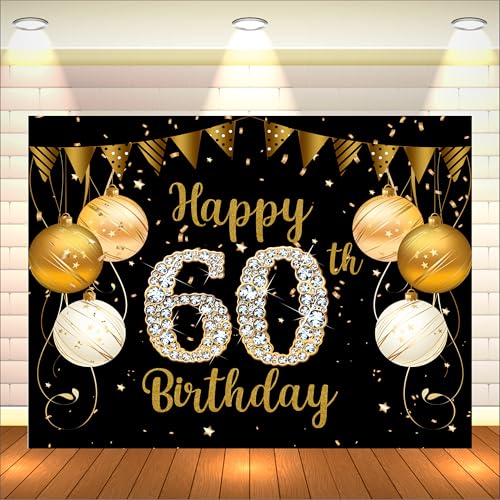 Image of 60th Birthday Backdrop 5x4 Ft | Backdrops for Decoration | Birthday Decoration Backdrop | Banner for Kids Theme Party