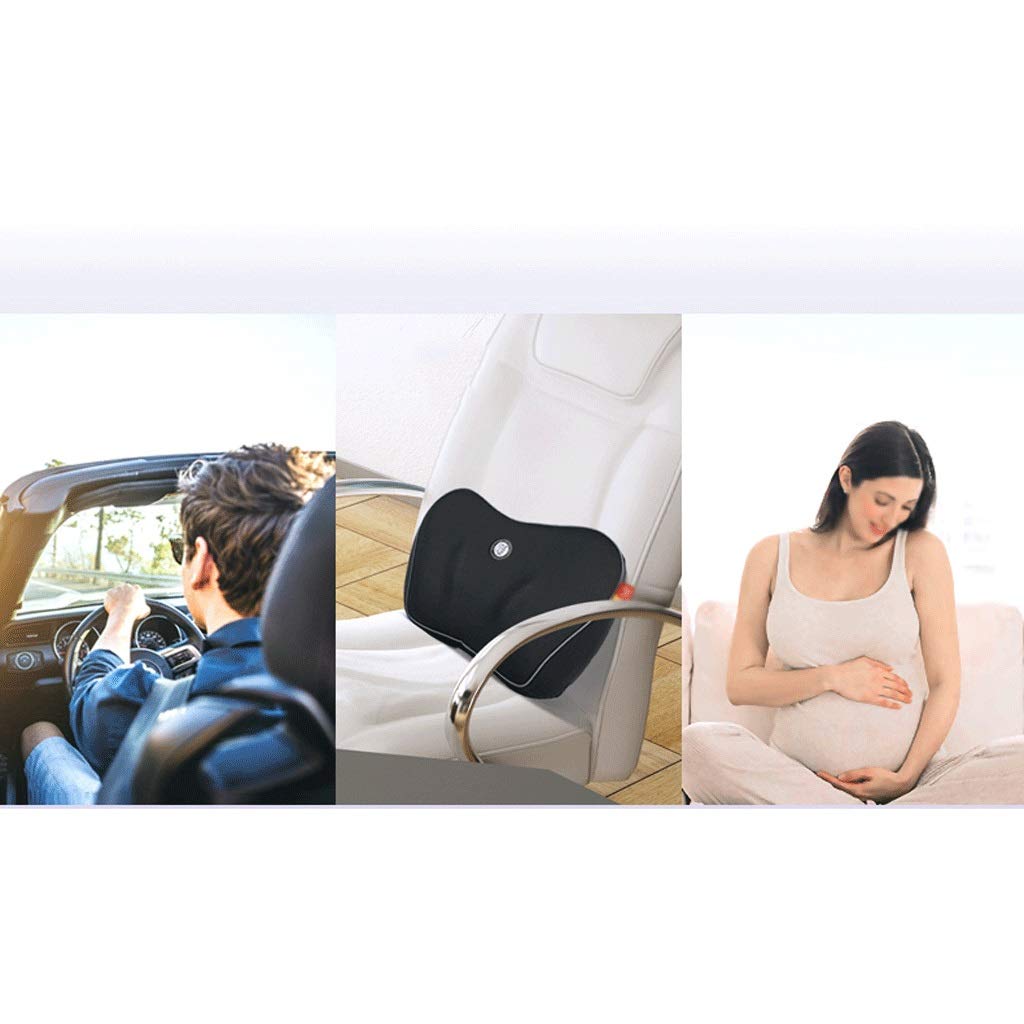 Lumbar de la almohadilla del coche de la ayuda lumbar de la cintura de coches Cojín Almohada de memoria algodón de la cintura del coche del cojín del respaldo del amortiguador de Conducir(3-Pac