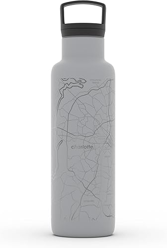 Miniatura 76 de Well Told Botella de agua aislada con mapa de Washington DC grabado, botella de acero inoxidable grabada (21 onzas, blanco) botella aislada de mapa