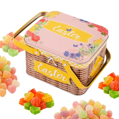 Cestas De Pascua - Con Tapa Y Mango De Metal Para Almacenamiento De Dulces, Caja De Almacenamiento De Dulces Y Dulces | Para Rellenos De Calcetines De Navidad, Fiestas De Vacaciones, Chocolates, Es