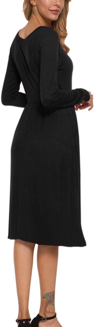 MISFAY Women's Long Sleeve Midi Dress Loose Casual Empire Waist Dresses with Pockets - Image 5