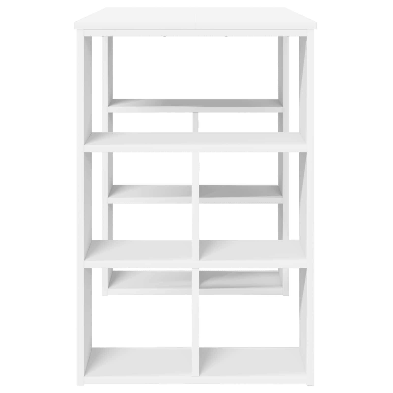 Scrivania Porta PC in Legno Ingegnerizzato Bianco 90x50x75 cm | Tavolo da lavoro compatto per ufficio o camera da letto, dotato di scaffali salvaspazio integrati.