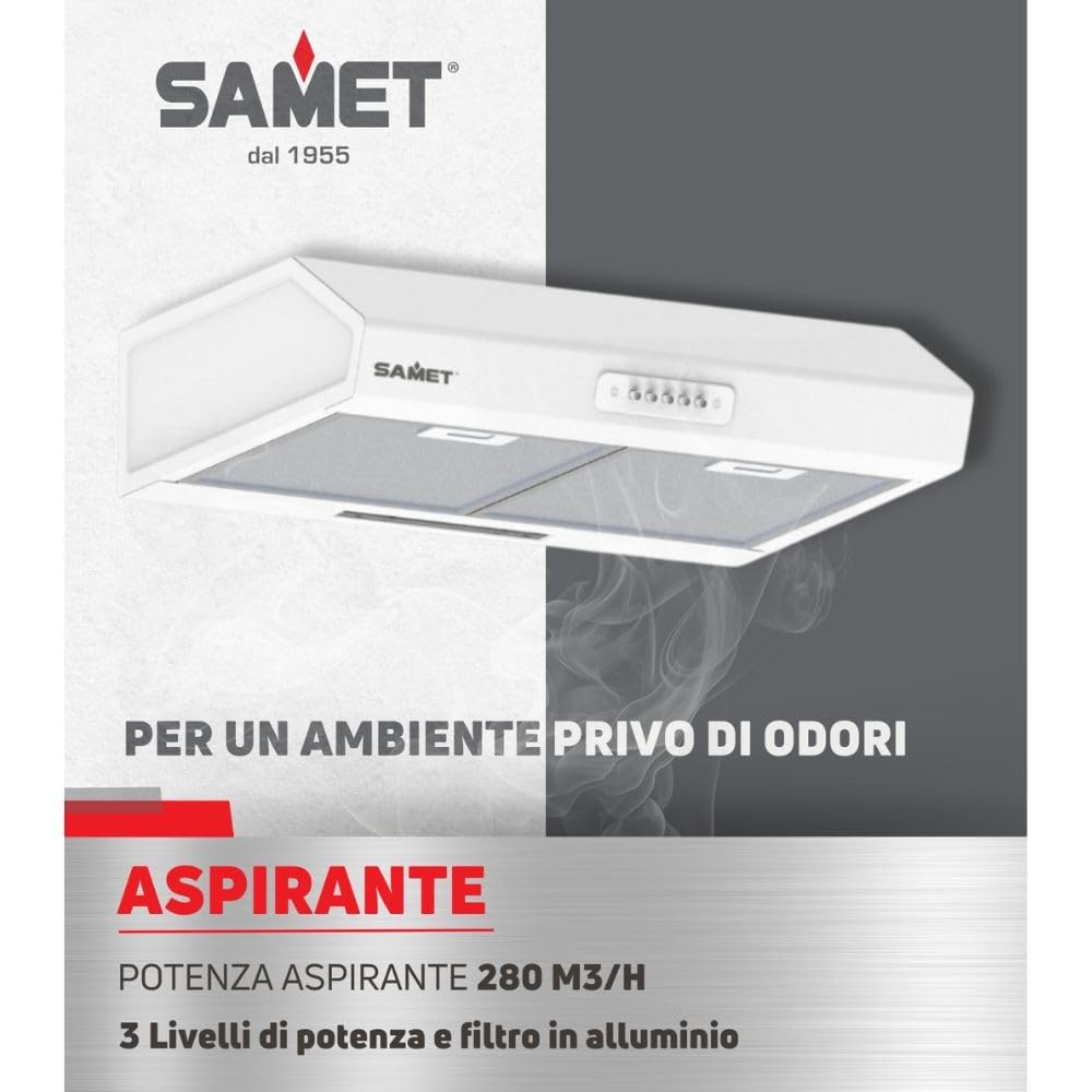 Gruppo cappa sottopensile Tornado 60 Samet colore bianco