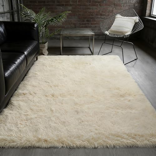 Tapis de Salon Antidérapant et Lavable Grand Format Crème - 2