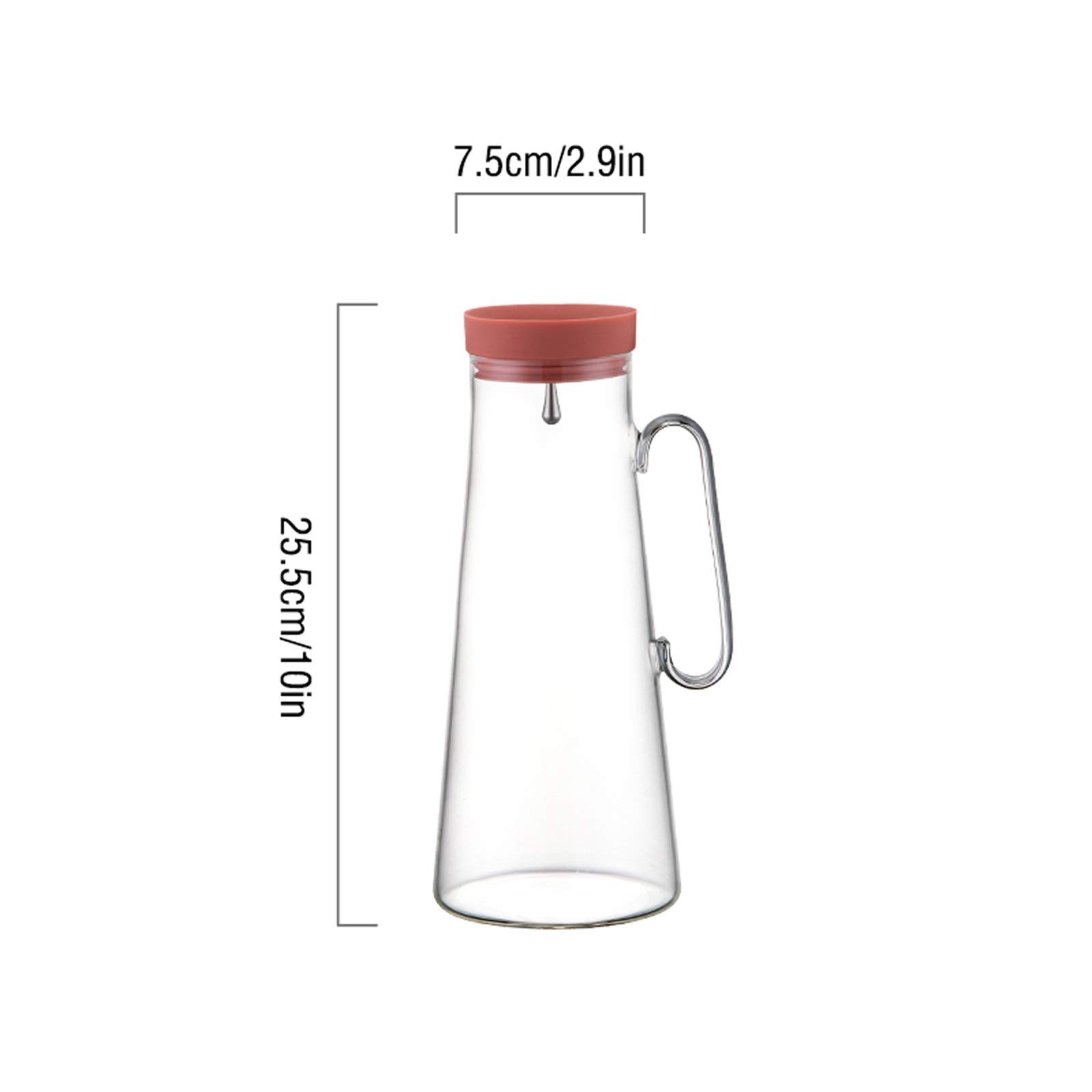 Jarra Jarra de vidrio de gran capacidad con tapa de vidrio resistente al calor de la tapa de silicona Tapa ajustable del filtro de acero inoxidable práctico Tamaño ajustable Jarra Agua (Color : Red)