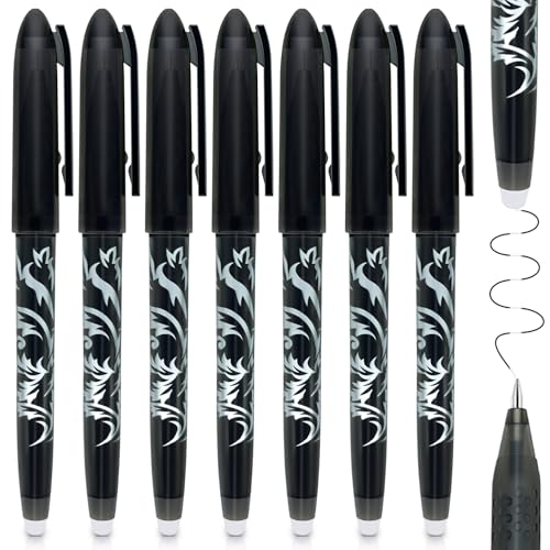 8 Erasable Pens Back to School 0.5mm Black Pens with Rubbers on The End