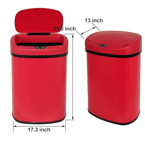 Miniatura 8 de Hudada Cubo de basura de cocina de 13 galones de acero inoxidable cepillado cubo de basura automático sin tacto alta capacidad 50 litros con tapa