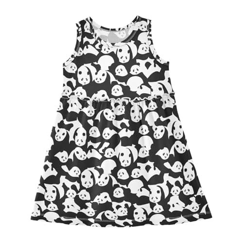 Toddler Girls Panda Dress Sleeveless Cotton Casual Clothes for Home Party Beach Sundress 2-8Y