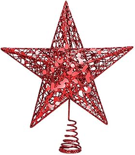 URATOT Glittered Christmas Tree Topper Metal Christmas Treetop Hallow Wire Star Topper