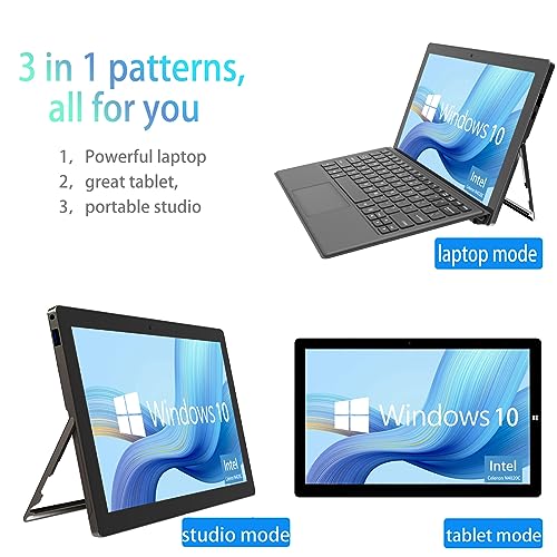 SZTPS 2-in-1 Tablet Mit Windows 11 Und Tastatur, 11,6 Zoll Laptop, Celeron J4125, 6GB RAM, 128GB SSD, FHD IPS 1920x1080, 2,4G+5G WLAN, Bluetooth, Type-C, HDMI, QWERTY