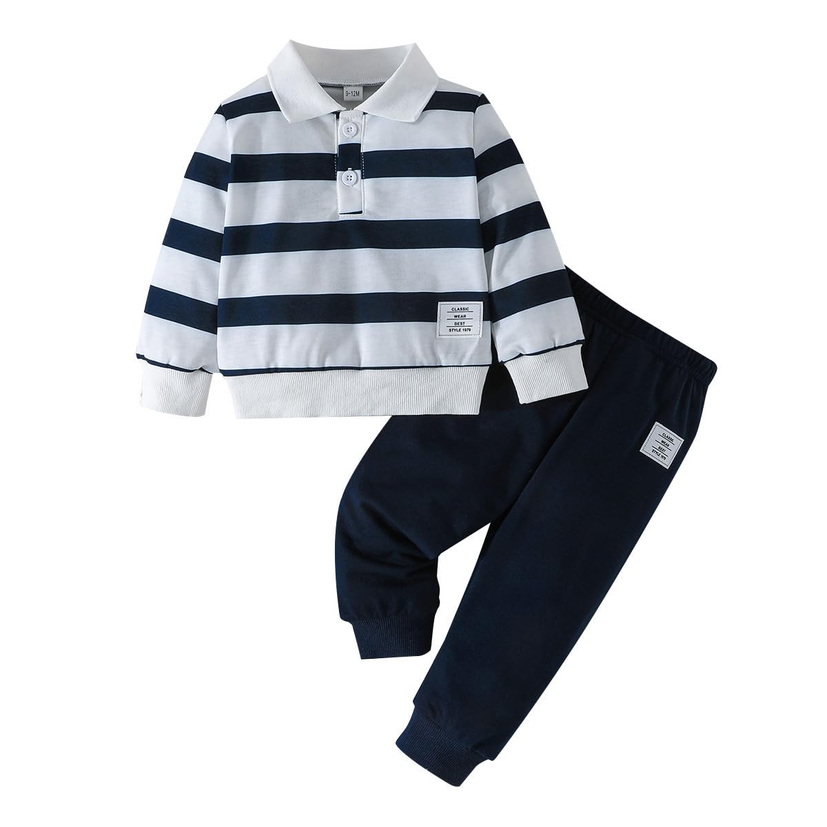 Conjunto Ropa para Niños Pequeños Manga Corta con Cuello Vuelto Camiseta Polo Lisa/Estampada y Pantalones Cortos 2 Piezas Chándal Traje para Verano — view 10