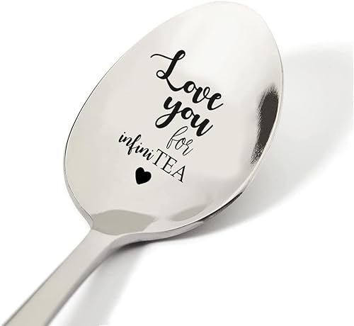 Miniatura 3 de TyM Love You for Infinitea Forever - Cuchara de acero inoxidable grabada para café té cereales helado regalo grabado para élella mango resistente de
