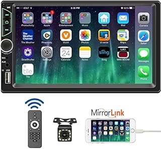 7inch Car Stereo Double Din Radio Touchscreen with Backup Camera Multimedia Car Audio Support Mirror Link ,Bluetooth Caller ID,FM/MP3/MP4/USB/Subwoofer,Aux Input Car Audio Receivers