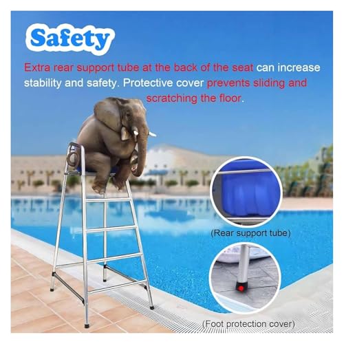 Silla alta para salvavidas con sombrilla y estructura de acero inoxidable miniatura 4