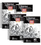 Sketch Book, AGPtEK Sketch Book Set 4 Packs 400 Sheets 5.5 * 8.8 inches (68lb/100gsm) Spiral Boun...