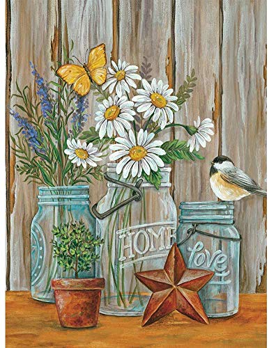 Yonloch Diamond Painting, 5d Diamond Painting Kits for Adults, Full Drill Diamond Art Kits, Daisy Painting with Diamonds for Home Decoration, DIY 5d Diamond Painting Canvas (11.8 X 15.8 in)