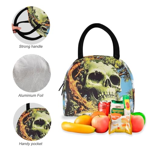 Backpack Lunch Bag Set Big Skull Print, Big Storage Travel Backpacks with Insulated Lunch Box for Office Hiking Picnic4