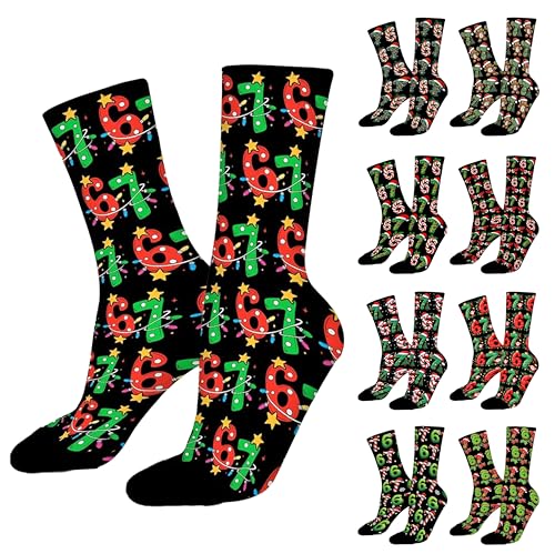 Funny Six Seven 6 7 Meme Christmas Family Xmas Santa 67 Sock christmas 67 Six Seven 67 Meme Six Seven Christmas Socks Funny 6 7 Socks