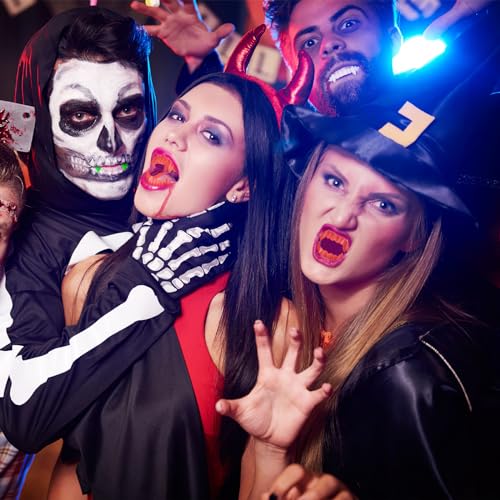 Ouligay 12 Stück Vampir Zähne Kunststoff Vampirzähne Kinder, Leuchtend Vampirgebiss für Kinder Erwachsene, Dracula Zähne, Vampire Teeth Kids Adult für Halloween Party Karneval Vampir Kostüm Accessoire
