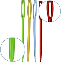 Vista 5 de 48pcs 2.7" Large Eye Plastic Sewing Needles - Yarn, Lacing, Safety Needles for Children's Craft Projects, 4
