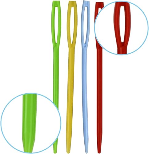 Miniatura 5 de 48 agujas de coser de plástico de ojo grande de 2.7 pulgadas, hilo, cordones, agujas de seguridad para proyectos de manualidades infantiles, 4