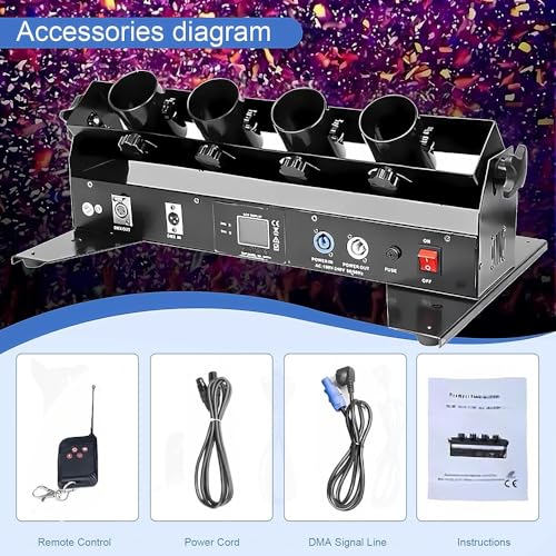 Lanciatore di coriandoli elettrico, cannone a 4 colpi con telecomando/controllo DJ per feste, matrimoni, spettacoli sul palco, discoteche, club