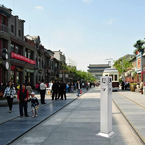 Stainless Steel Outdoor Trash Can with Ashtray, Fireproof Cigarette Butt Disposal Bin, Waterproof Design for Cigarette Waste, Durable Outdoor Receptacle for Clean Spaces