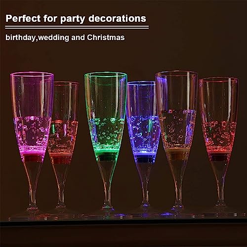 Homeya Led Wine Champagne Flute Glasses, (Set Of 6 Multi-Color) Water Liquid Activated Flashing Light Up Cup Blinking Cocktail Whisky Drinkware Glow Mugs For Wedding Bar Club Christmas Party Gifts #TOP5
